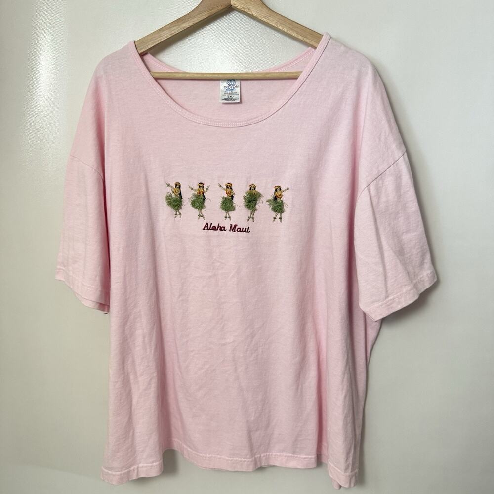 Vintage 90s Kona Hawaii 3D Hula Grass Skirt Whimsical T Shirt USA 2XL